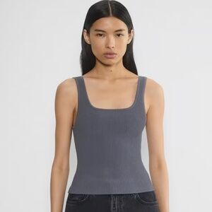 Aritzia Babaton Sculpt Knit Squareneck Tank, Vintage Navy, NWT, Size S